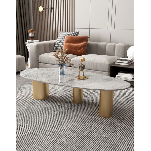 130cm Rock Coffee Table 7 Mohs Hardness Rock Plate Oval Coffee Table Impermeable