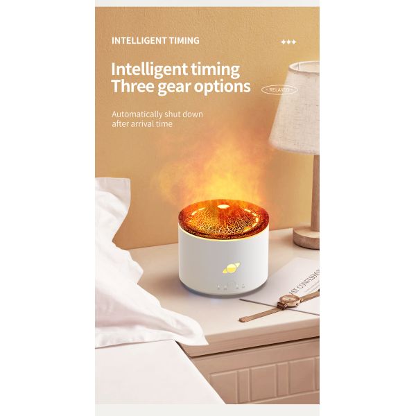 Mini Volcano Ultrasonic Humidifier Aromatherapy Diffuser 230ml Capacity Automatic Timing