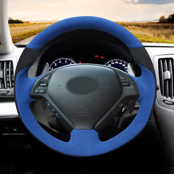 Car Accessories For Infiniti EX35 EX37 G25 G35 G37 Q40 Q60 DIY Suede Steering Wheel Wrap