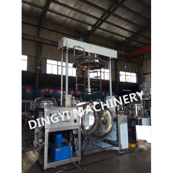 steam heating 750L SS316L vacuum emulsifying mixer for lotion with HMI control