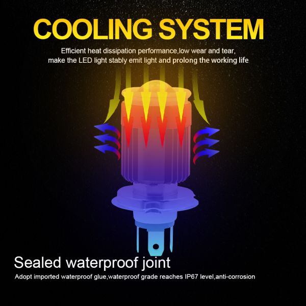 H4 BA20D Black Casing 80V Universal Motorcycle LED Headlight Bulb