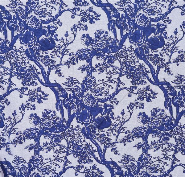 Blue And White Custom Printed Tablecloths Hemstitch Design For Office Writing Desks