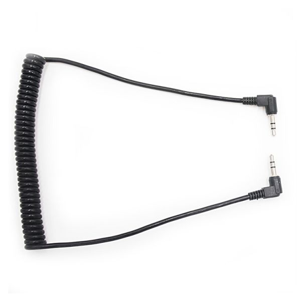 90 Degree Male to Male 3.5mm Jack Coiled Headphone Stereo Aux Audio Extension Cable
