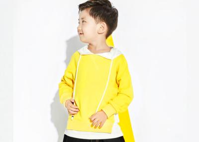 Yellow Fake Two Pieces Boys Fall Sweaters , Cute Little Boy Clothes With Hood