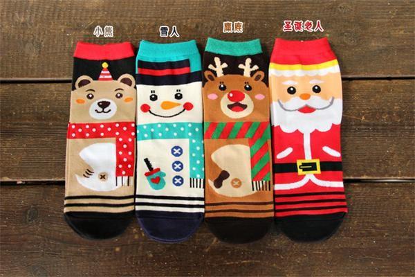 Funny santa claus patterned design winter cotton socks for women