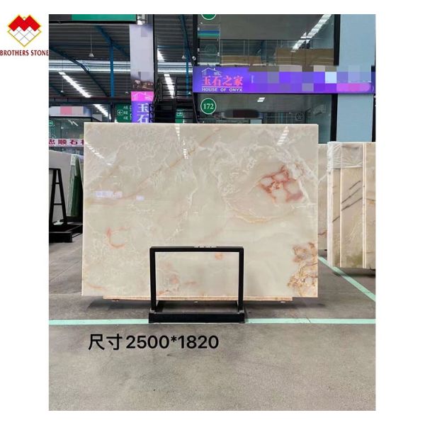 Backlit Royal White Onyx Marble Slab for Customizable Table Countertop and Wall Panel