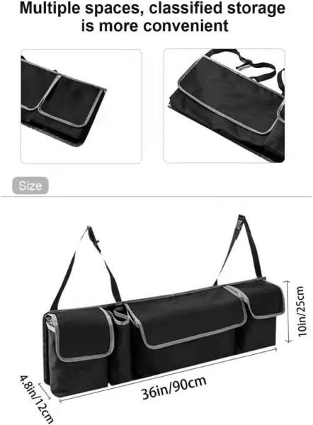 Premier SUV Truck 4 Pockets 2 Mesh Pouches Car Trunk Hanging Back Seat Storage Bag Organizer