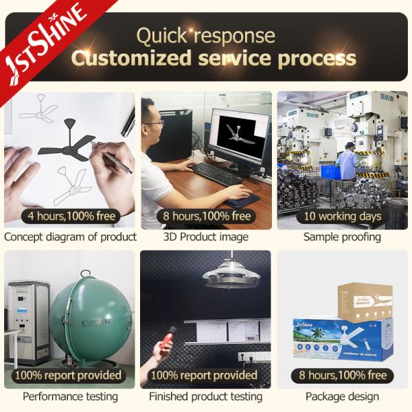 Ventilador de tecto de alta RPM de grande fluxo de ar de plástico com controle remoto dimmable com luz LED