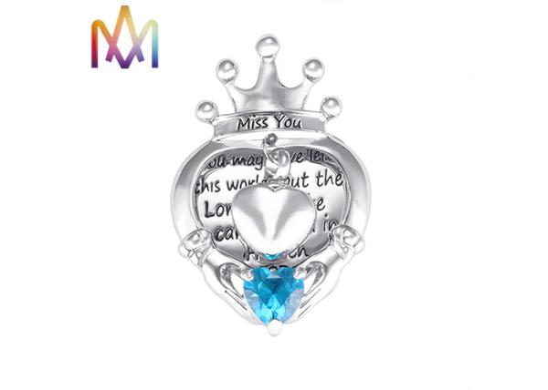 43G Crown Engraved Urn Necklace Charms For Loved Animals