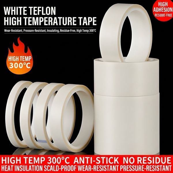 Food Grade White PTFE Tape High Temperature 260℃ No Fiber Residue for Industrial and Baking Applications