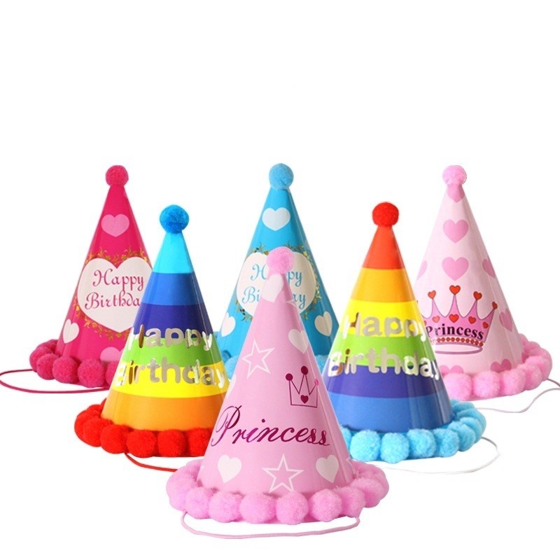 Design Birthday Hats Colorful Cartoon Paper Party Accessories for Children and Adults