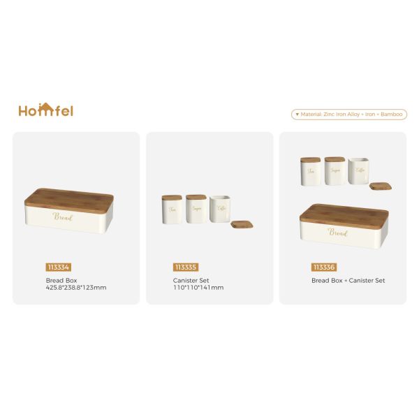 Metal Bread Bin Set Crown Series Kitchen Storage Containers for Bread Tea and Coffee