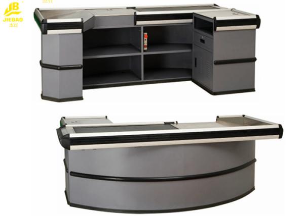 Light Gray Colour Electric Conveyor Belt Supermarket Cash Counter Aluminum alloy