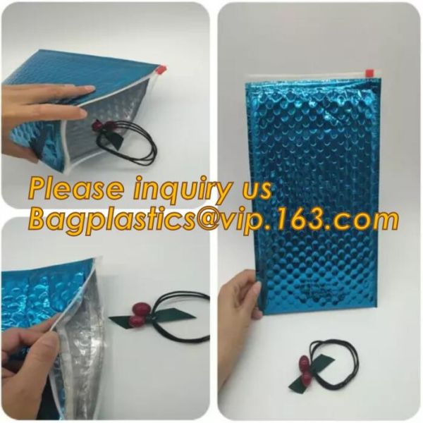 k Bubble Bag Zipper Padded Bag with LOGO for Cosmetic,custom colorful metallic bubble zipper bag Packaging Cosmeti