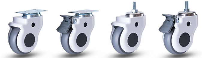 TPR Rubber Hospital Bed Caster Wheels Flat Plate Stem Locking Castor Wheel