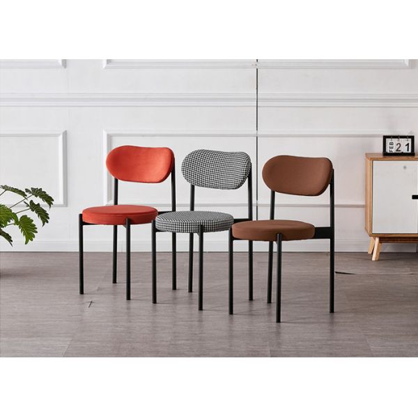 Luxury Restaurant Multicolored 79cm Modern Fabric Dining Chair With Metal Legs