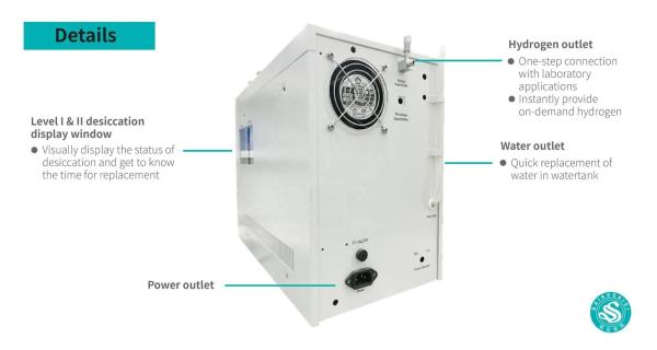 Water Technology Pem Green Hydrogen Electrolyser For GC Stable Pure Hydrogen Compact 420x227x352MM