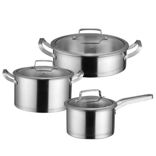 Factory Direct Sale Pans And Pots Sets Silver Cooking Pot Sets Stainless Steel Cookware Sets For Kitchen
