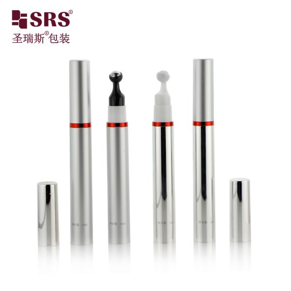 Luxury Plastic 5ml 10ml 12ml 15ml Eye Gel Cream With Metal Ball Airless Plastic Bottle Roller Cosmetic Packaging