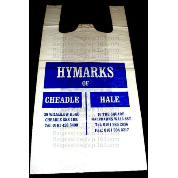 Large Plastic Grocery T-Shirt Bags - Plain White,Thank You Grocery Shopping Bags Biodegradable Reusable Recyclable Pack