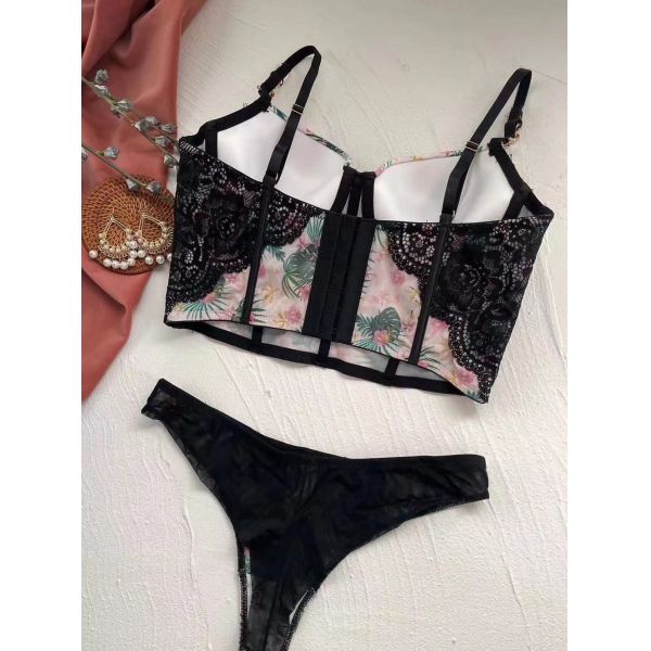 Французское нижнее белье дам шнурка устанавливает тонкие наборы бюстгальтера и Panty дам Fishbone