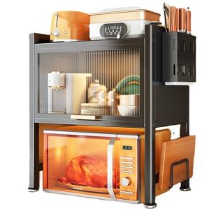Retractable Microwave Oven Shelf For Storing Kitchenware Countertop