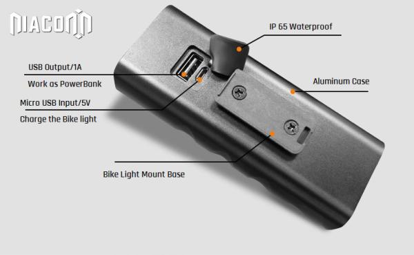 3xCREE Xml Led USB Bike head Light With 3000mah Power Bank front light