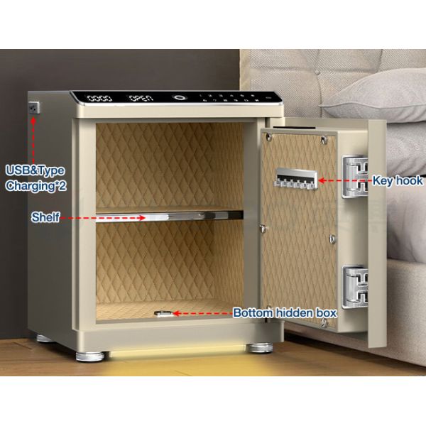 Biometric Smart Safe Box Solid Steel Dual Alarm USB Port LED Lighting
