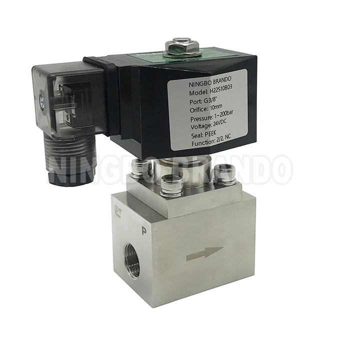 DN10 3/8 Inch 300 bar High Pressure Solenoid Valve Stainless Steel 220V 24V
