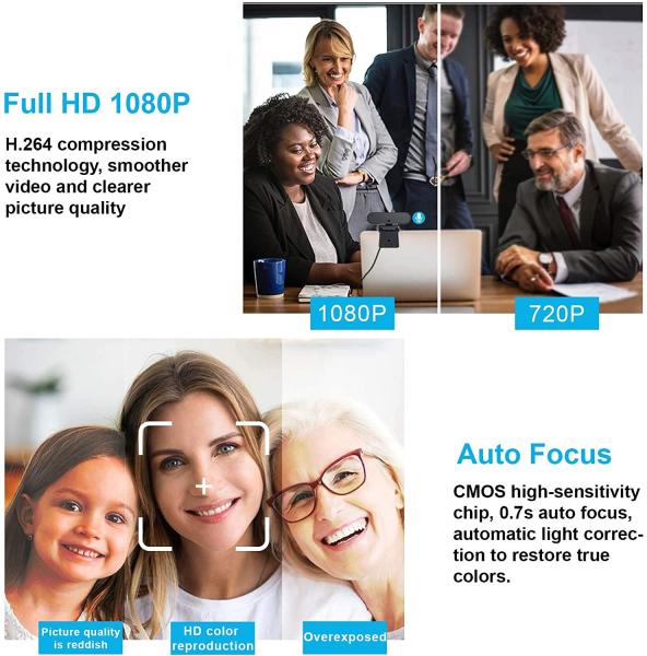 Plug And Play OEM ODM 1080P FHD Webcam Autofocus Live Streaming
