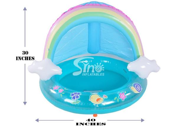 Outdoor Rainbow Inflatable Splash Pool With Canopy For Kiddie Water Play Mat Toy