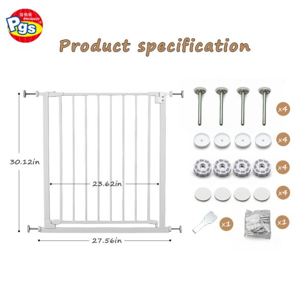 Safety Dog Gate for Stairs Auto-Close Safety Metal Child Gate for Baby with Pressure Mounted