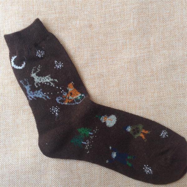 Classic christmas patterned design winter wool supersoft thick dress socks for female