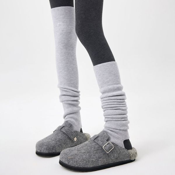 Femmes à nervures au-dessus du genou chaussettes hautes chaussettes chauffantes pour les jambes sans orteils chauffantes pour les jambes pour le yoga et le ballet