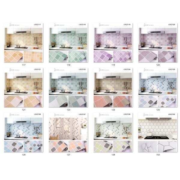 Modern Style Peel and Stick Kitchen Backsplash Wallpaper Fireproof PVC Vinyl Wall Tile Stickers