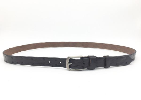 Irregular Edge Women’s Genuine Leather Belt Embossed Ostrich Pattern With Pin Buckle 7/8” Wide