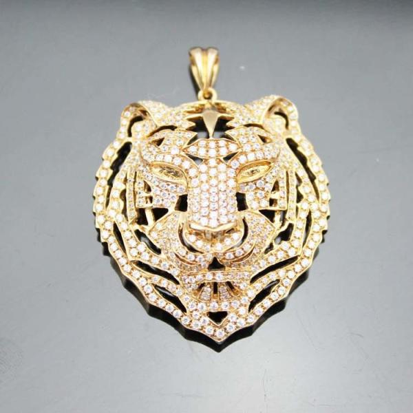 Women Fashion Jewelry 18k Rose Gold Silver Lion Style CZ Diamonds Pendant (SP1001)