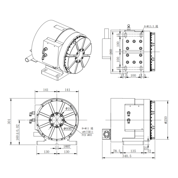 Ultra High Precision DD 4 Axis Rotary Table High Efficiency For Industrial