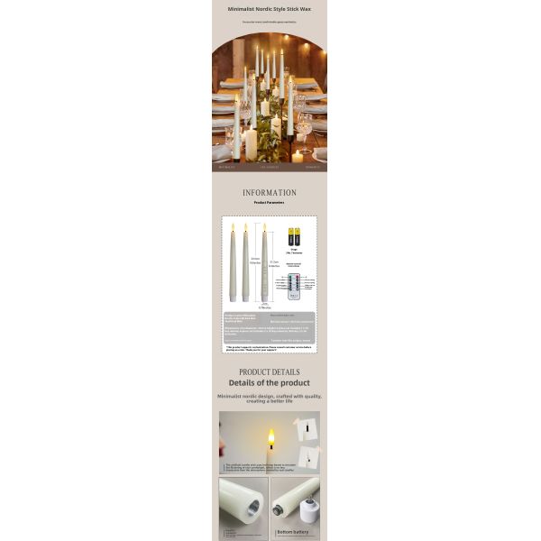 Customized Flameless Taper Candles Handmade Real Wax Pillar Candles Eco Friendly