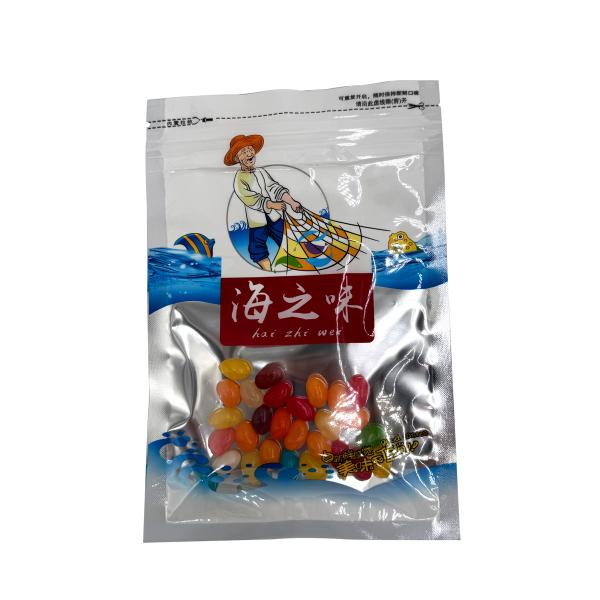 One Side Silver One Side Transparent Custom Printed Mylar Pouches With Ziplock Window For Seafood Fishing Lure Packaging