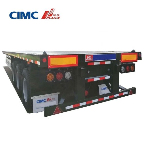 CIMC HUAJUN 3 Axle 40ft Flatbed Container Semi Trailer with 12 Twist Locks and