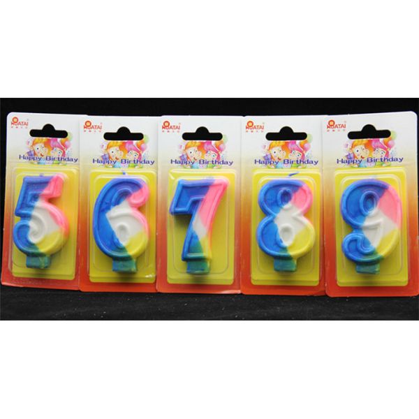 Rainbow Number Birthday Candles , Colorful Birthday Candles For Cupcakes