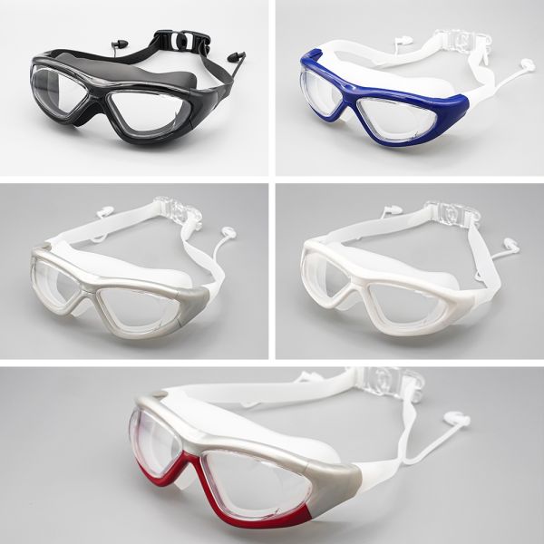 White Silicone Swim Goggles Water Sports Comfortable Swim Goggles For Adults