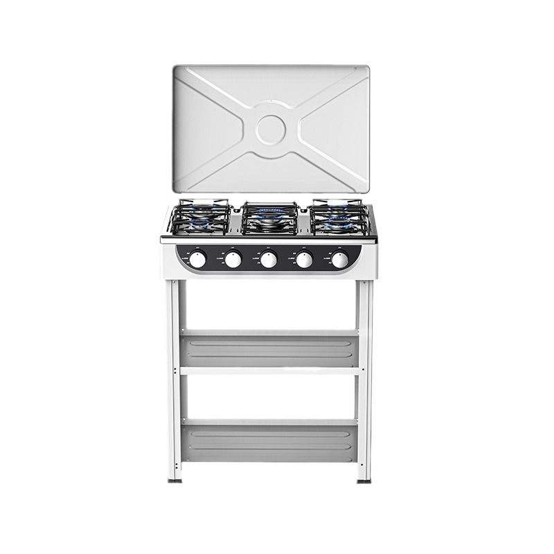 Free Standing 5 Burner Range Wholesale Cooker With Iron Lid LPG Gas Powered Portable For Outdoor