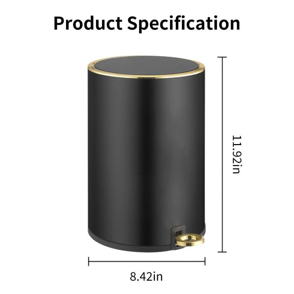 8L/2Gallon Round Trash Can Bathroom Garbage Can with Foot Pedal Stainless Steel Step Metal Trash Bin with Lid