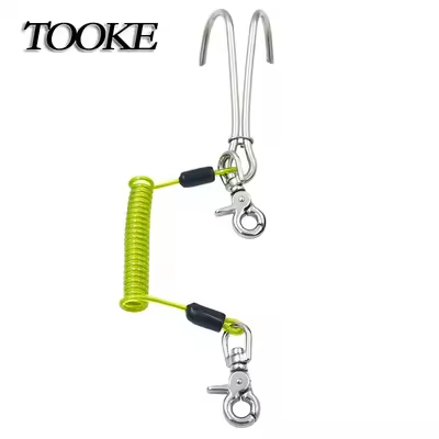 316 Stainless Steel Double Reef Hook Anti Corrosion With Spring Coil Lanyard