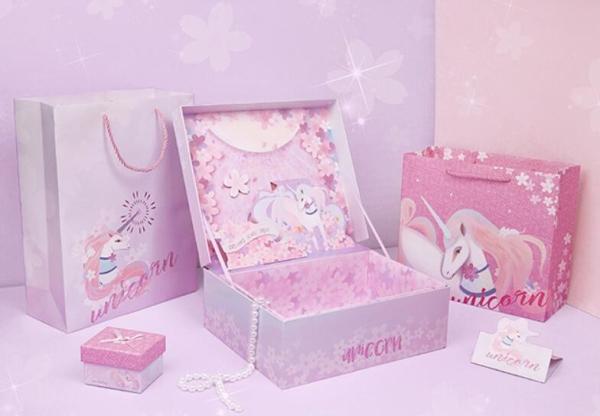 3D Unicorn Crafting Art Subscription Paper Gift Box Para Casamento Favor Bebê Aniversário