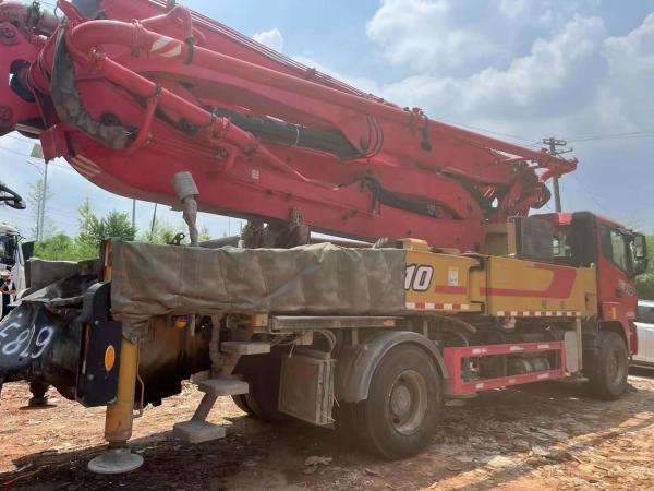 The 2021 Red Sy Concrete Pump Truck with 2 Boom Sections on Sy prime s Homemade Chassis