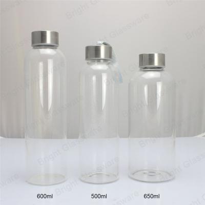 Hot sale 100ml-1000ml High borosilicate glass water bottle with lid