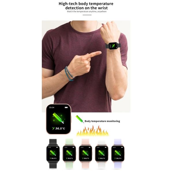 240*295 1.65inch Square Shape Smartwatch with 304 Stainless Steel Clasp